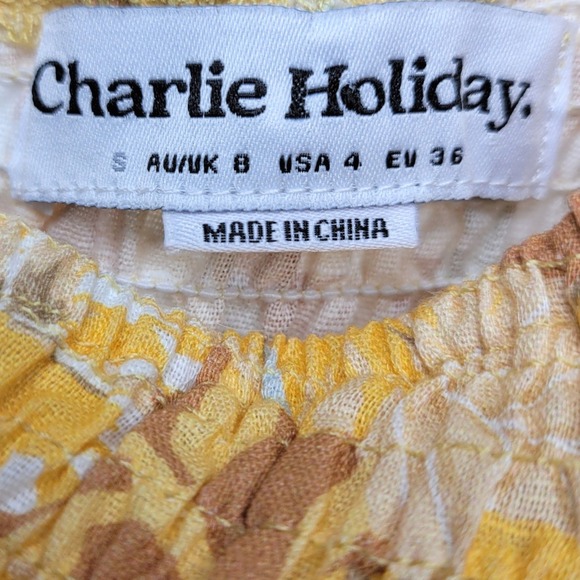 Anthropologie Charlie Holiday Pamela Yellow Floral Linen Maxi Sundress Vacation - Picture 5 of 8